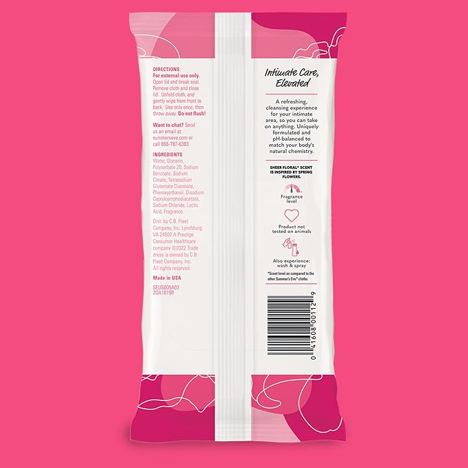 Summer's Eve Sheer Floral Feminine Wipes, Gentle pH-Balanced Formula Helps - Image 7