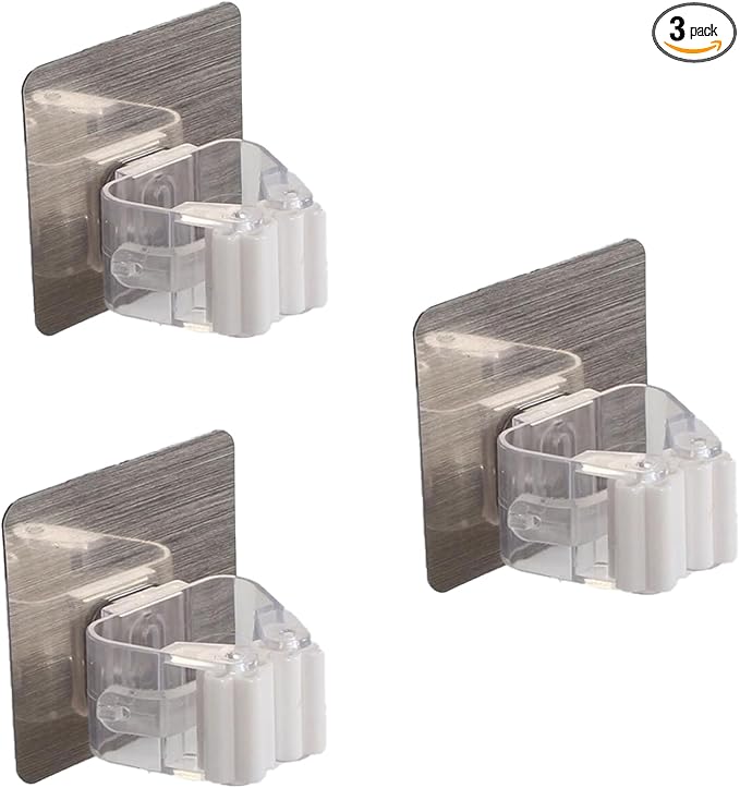 SEIWEI 3 Pcs Wall Mounted Mop Holder Self-Adhesive Broom and Mop Grippers by Unknown