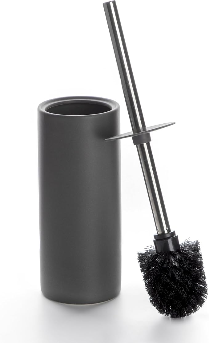 Matt Gray Ceramic Toilet Brush and Holder Set, Freestanding Toilet Bowl by ViosuniuBathroomSpecialists