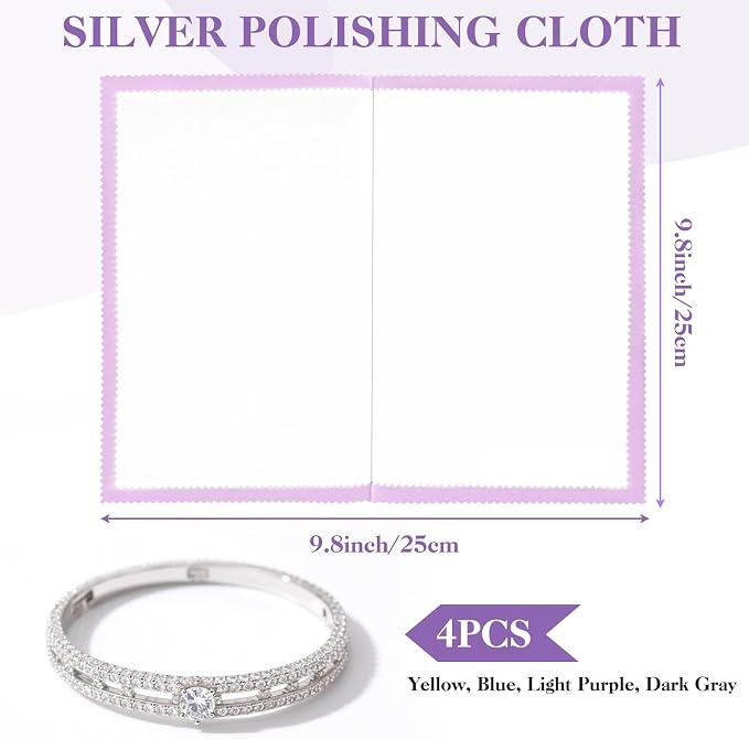 4PCS Silver Polishing Cloth, Large 10×12.5 Inch Soft Jewelry Polishing Cloth - Image 2