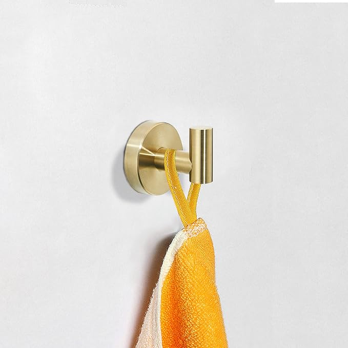 Gold Bathroom Hardware, Toilet Paper Holder Towel Ring and Robe Hook Brushed - Image 5
