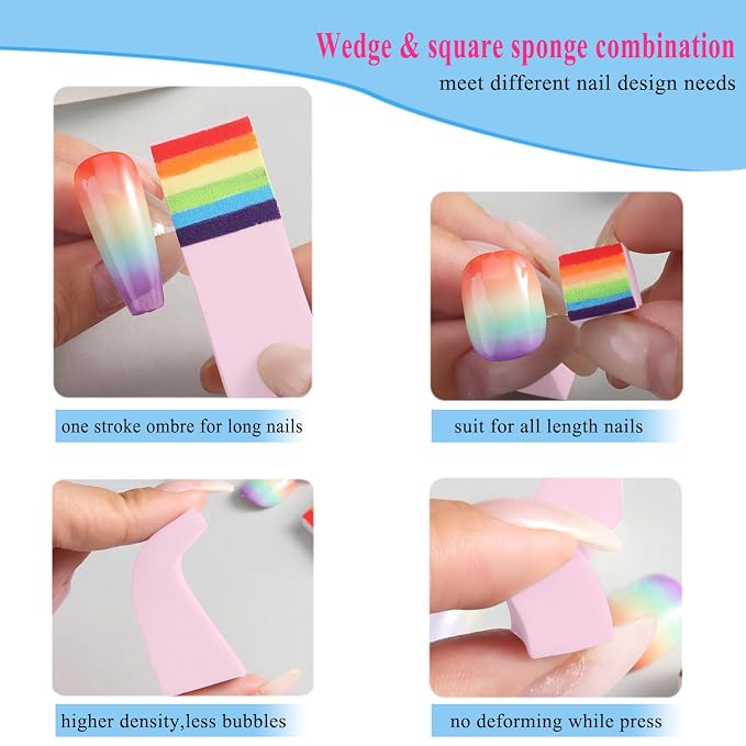 100Pcs Soft Nail Sponges for Ombre, Gradient Effect Pink Nail Art Sponges - Image 5