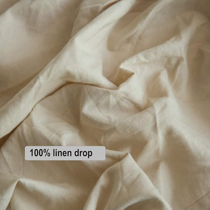 Simple&Opulence Belgian Linen Bed Skirt with Classic 14 inch Tailored Drop Dust Ruffle, Easy Fit Breathable Premium Natural Flax- Pleated Linen, Queen