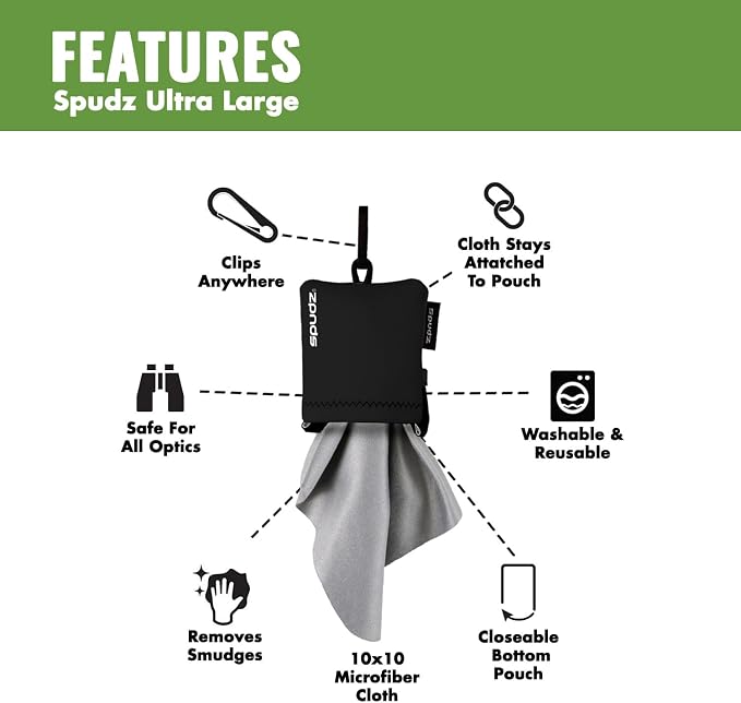 SPUDZ Ultra Microfiber Lens Cleaner – Closable Pouch, Washable – - Image 3
