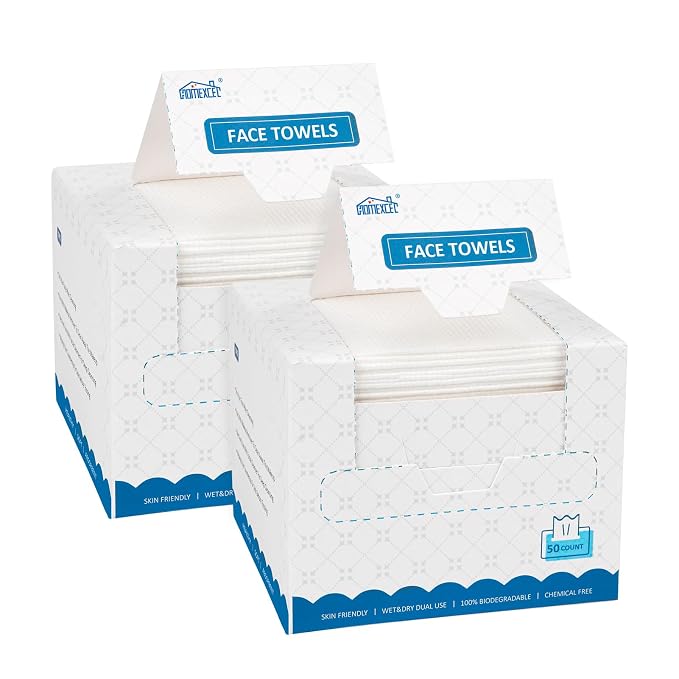 HOMEXCEL Face Towels, Biodegradable Makeup Remover Dry Wipes, Super Soft Clean by HOMEXCEL