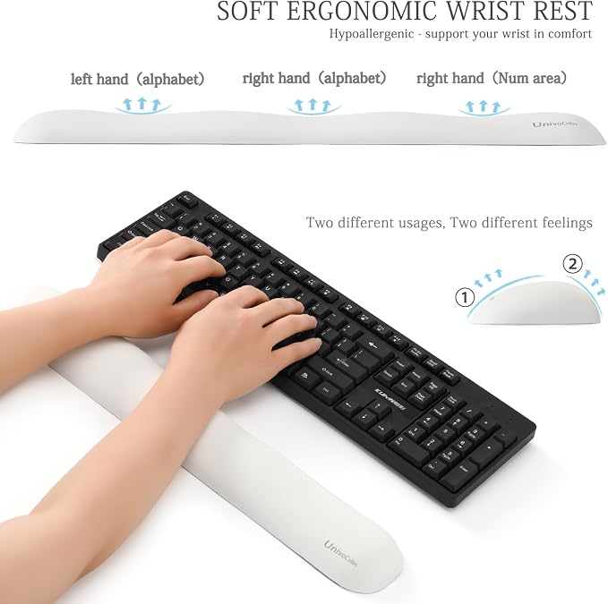 UnivoColors Design-Wave Keyboard Wrist Rest, Artificial Sheepskin+Memory - Image 2