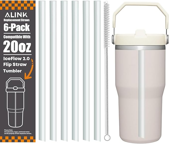 ALINK Reusable Clear Straws for Stanley IceFlow 2.0 Flip Straw Tumbler 20 oz by ALINK