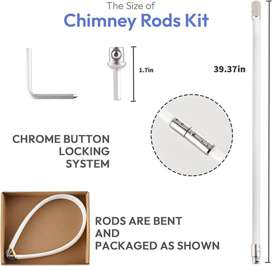 10 Feet Chimney Rods Kit, Chrome Button Locking System, - Image 2
