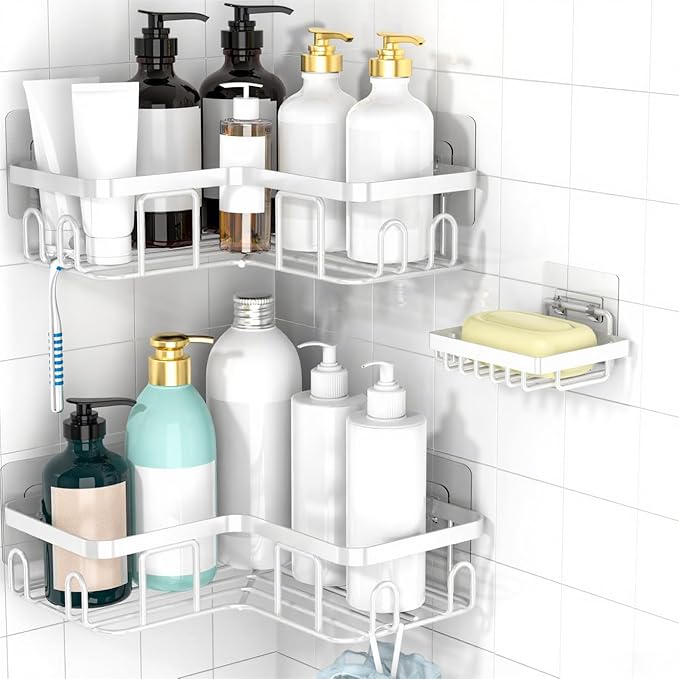 Moforoco Corner Adhesive Shower Caddy, by MOFOROCO
