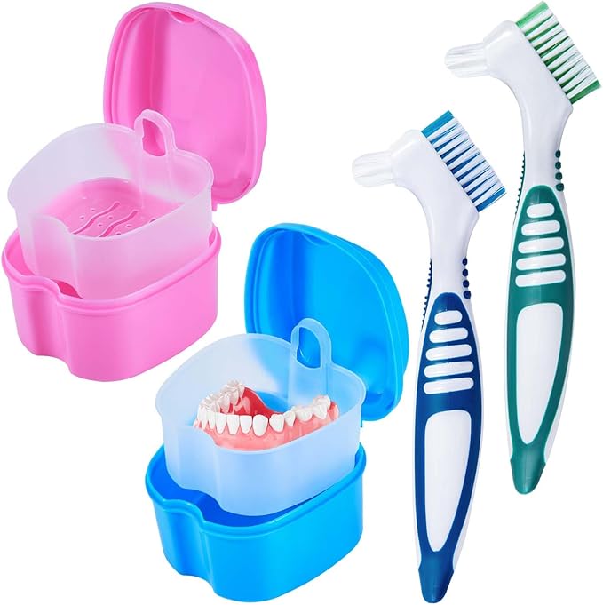 2 Pack Denture Bath Case Cup Box Holder Storage Container by KISEER