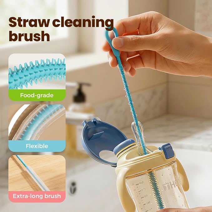 3PCS 3 in 1 Cup Lid Cleaning Brush and 2PCS Silicone Straw Cleaner Brush - Image 5