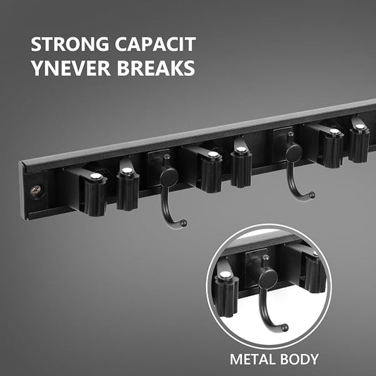 YA MI Mop holder, broom holder, stainless steel wall hanging tool storage device - Image 2