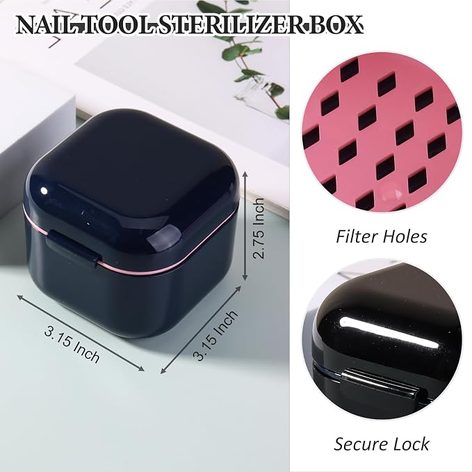 1Pc Plastic Nail Tool Sterilizer Box Nail Drill Bits Cleaning Box Polishing - Image 2