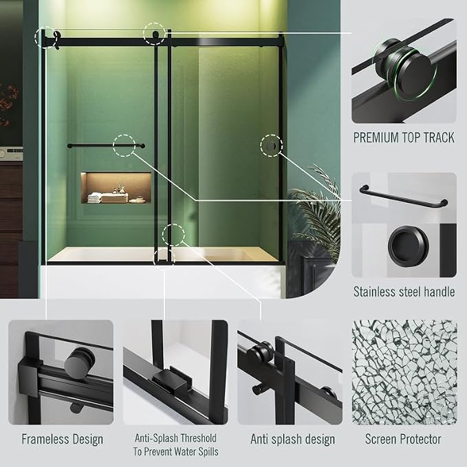 Bathtub Sliding Door, Bathtub Glass Door Bathtub Double Sliding Shower Door - Image 3