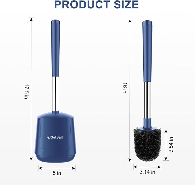 SetSail Toilet Brush and Holder 4 Pack, Self Closing Lid Toilet Bowl Brushes - Image 2