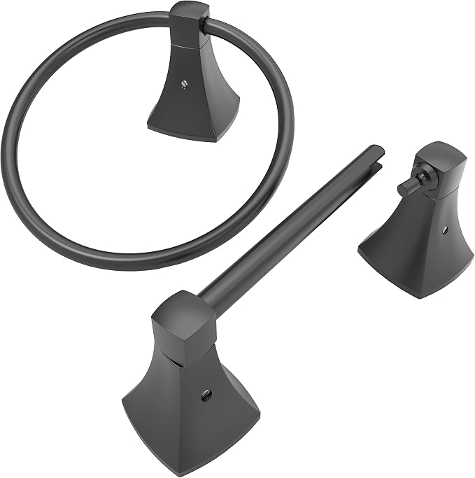 Bathroom Hardware Set 2 Pieces Toilet Paper Holder and Towel Ring Wall Mounted by WZRUA
