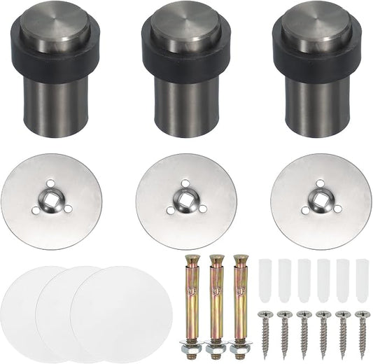 PATIKIL 3Set Round Door Stoppers, 60mm Stainless Steel Door Stop Doorstop Wedge by PATIKIL