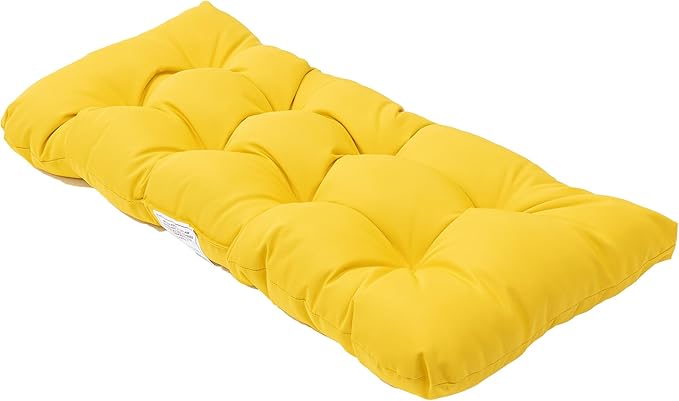 QILLOWAY Outdoor Patio Wicker Seat Cushions Group Loveseat/Two U-Shape/Two Lumbar Pillows for Patio Furniture,Wicker Loveseat,Bench,Porch,Settee of 5 (Yellow)