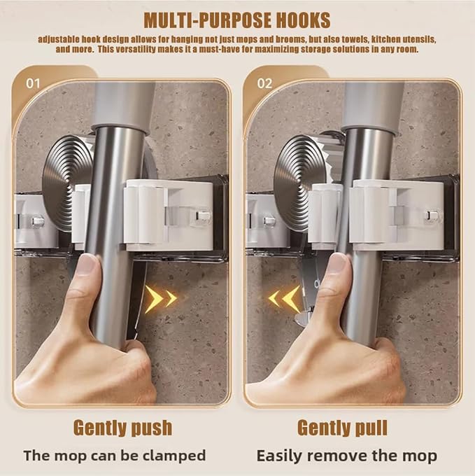 Broom and Mop Holder Wall Mount 2PCS Suction Cup Organizer - Image 2