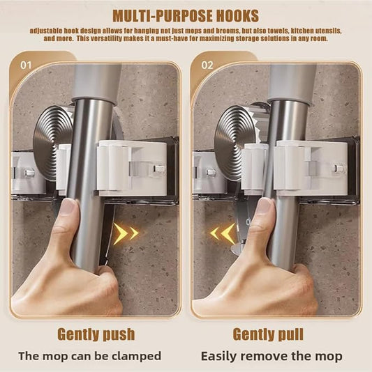 Broom and Mop Holder Wall Mount 2PCS Suction Cup Organizer - Image 2