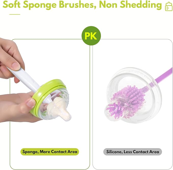 8 Pcs Sponge Nipple Bottle Brushes, Baby Bottle Brush - Image 5