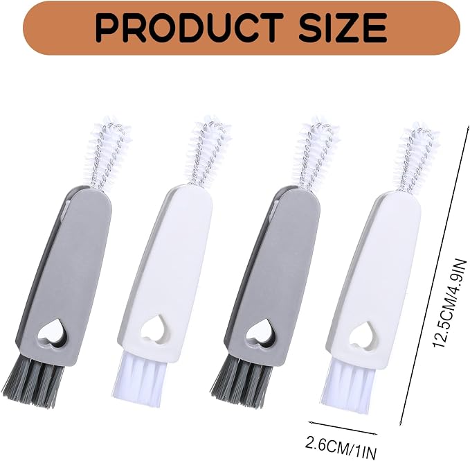 4Pcs 3 in 1 Cup Lid Cleaning Brush, Crevice Cleaning Brush Set Mini - Image 2