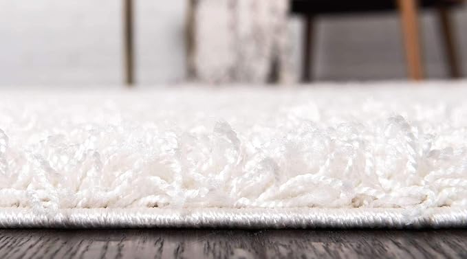 Unique Loom Solid Shag Collection Area Rug (8' x 10' Rectangle, Snow White)