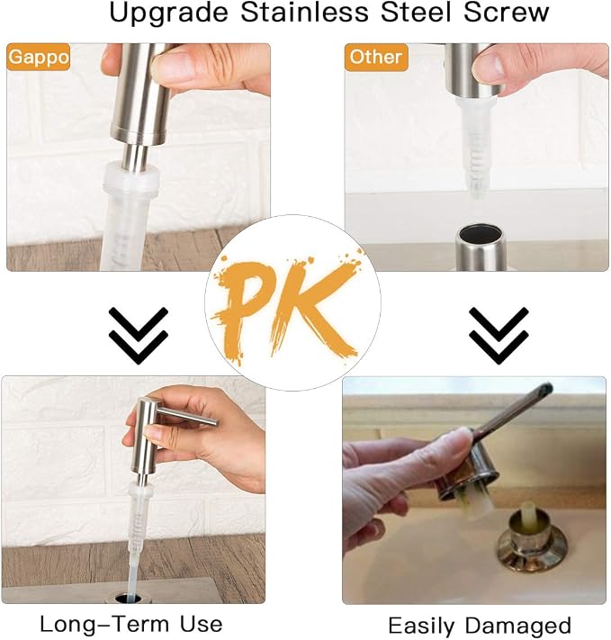 Soap Dispenser for Kitchen Sink Brushed Nickel GAPPO Stainless Steel Countertop - Image 4