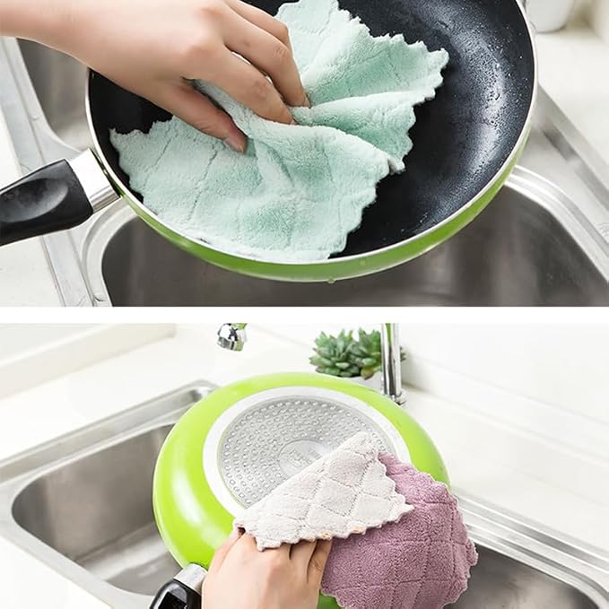 20 Pack Cleaning Cloth Kitchen Cloth, Dish Towels Super Absorbent Coral Velvet - Image 5