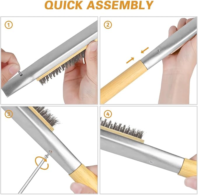 Pizza Oven Brush, BBQ Grill Cleaning Brush Non Scratch Heat Proof Stainless - Image 3