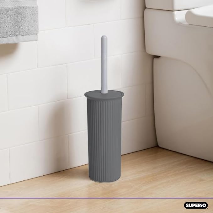 Superio Decorative Plastic Toilet Bowl Brush and Holder Set, Cleaner Scrubber - Image 4