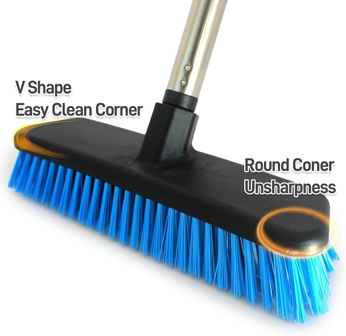 Deck Brush with Retractable Long Handled Floor, Floor Scrub Brushes, Heavy-Duty - Image 6