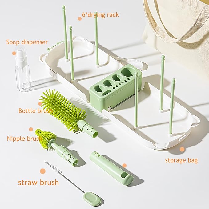 6-in-1 Travel Baby Bottle Brush Set, Silicone Brush Kit - Image 2