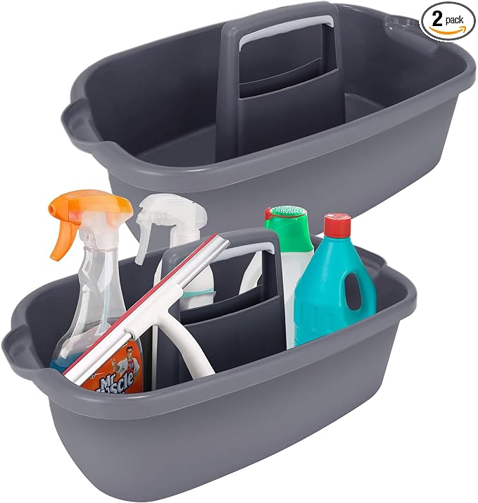 2 Pack Large Cleaning Supplies Caddy Organizer, Portable Shower Caddy Plastic by SYAOYI