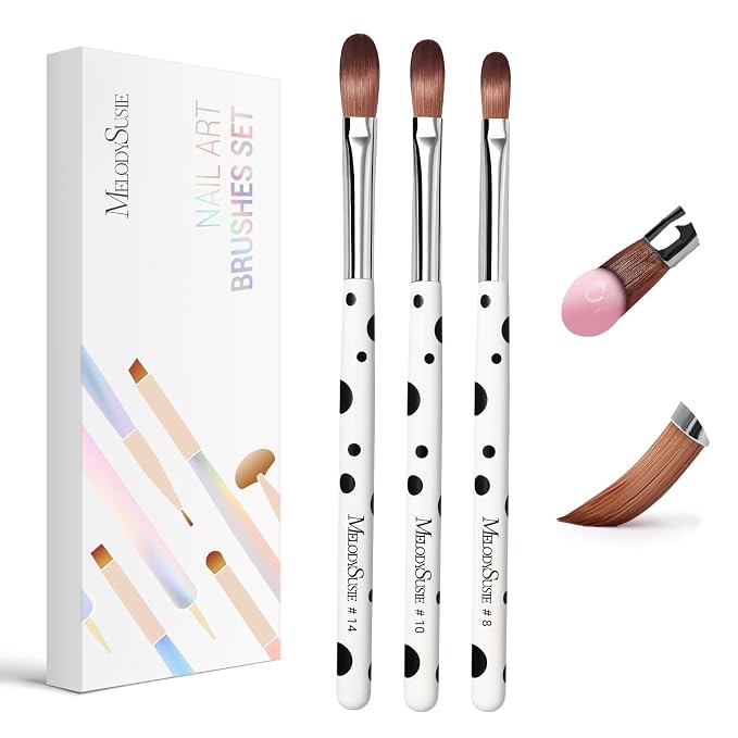 MelodySusie 3Pcs Acrylic Brush Set, Size 8/10/14 Professional Pen by MelodySusie