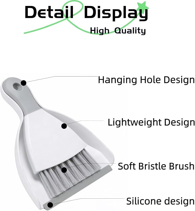 Mini Dustpan and Brush Set, Small Broom and Dustpan Set Dust Pan and Portable - Image 6