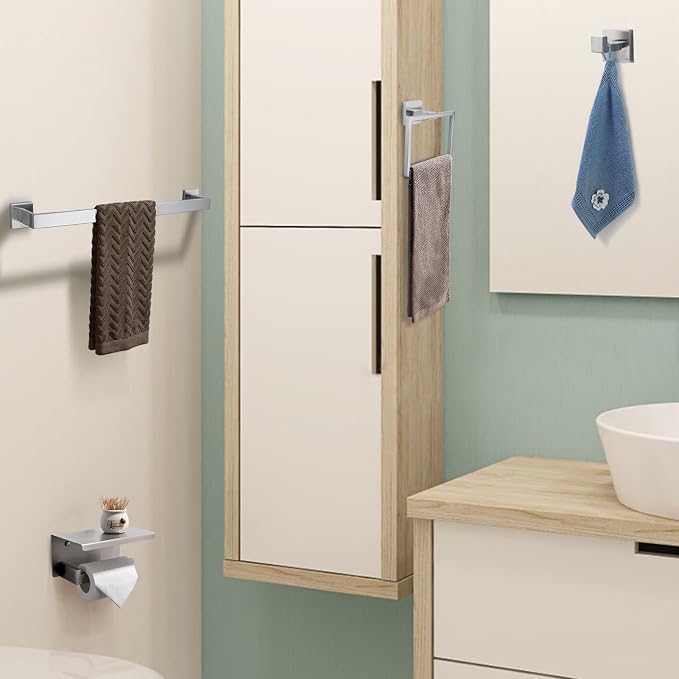 Brushed 4-Piece Bathroom Hardware Set Premium Stainless Steel Bath Towel Bar - Image 7