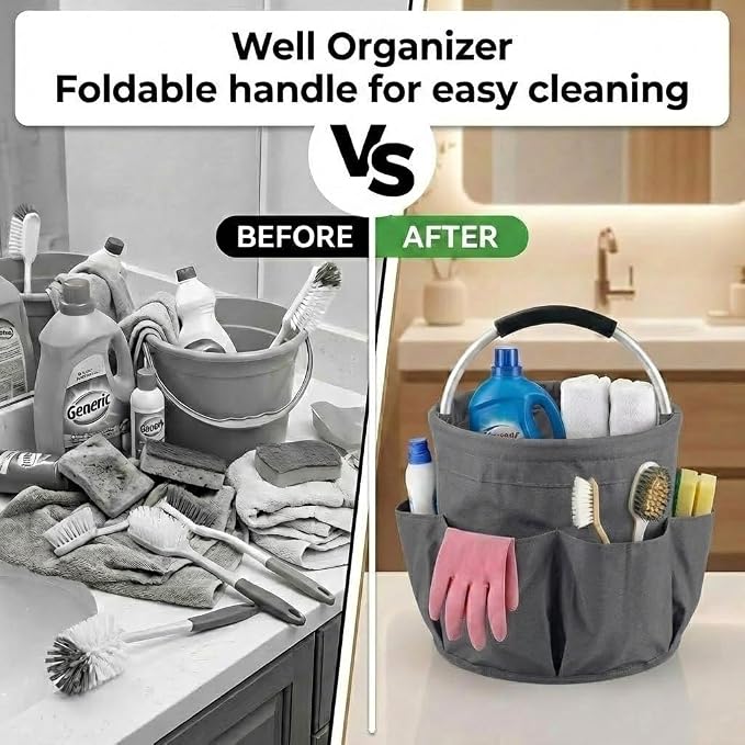 Multifunctional 17L Cleaning Caddy, Foldable 600D Organizer Bag - Image 5