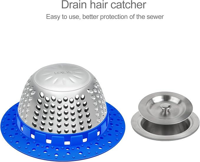 LEKEYE Shower Drain Hair Catcher/Shower Drain Cover/Drain Protector - Image 2