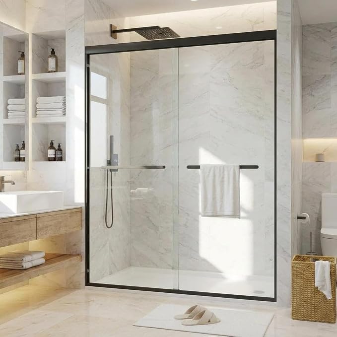 Sliding Shower Door 50-60" Adjustable Width x 72" Height, Bypass Space-Saving by IDEALHOUSE