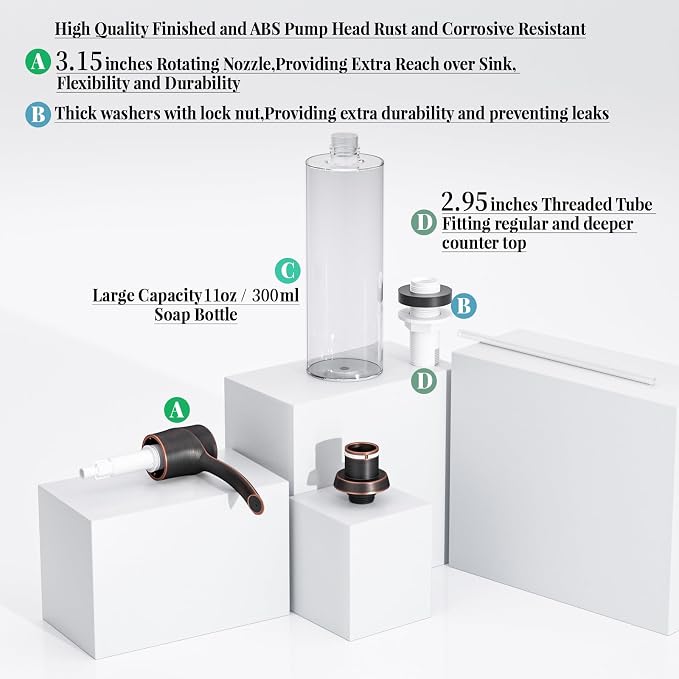 SAMODRA Kitchen Sink Soap Dispenser Oil Rubbed Bronze Built-in Soap Dispenser - Image 6