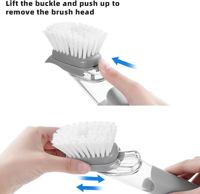 SUBEKYU Dish Brushes with Soap Dispenser, Kitchen Dish Scrubber Brushes with - Image 6