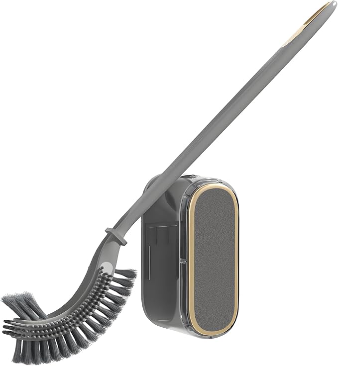Toilet Brush and Holder Set, Under Rim Toilet Scrubber by NEWBOVIK