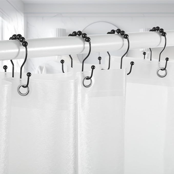 Goowin Shower Curtain Hooks, Stainless Steel Black Shower Curtain Hooks - Image 5