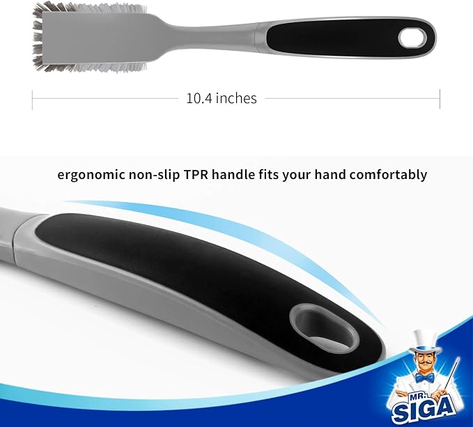 MR.SIGA Dish Brush with Non Slip Handle Built-in Scraper, Scrub Brush - Image 3