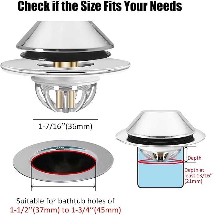 Bathtub Drain Stopper, Pop Up Tub Stopper Bottom - Image 4