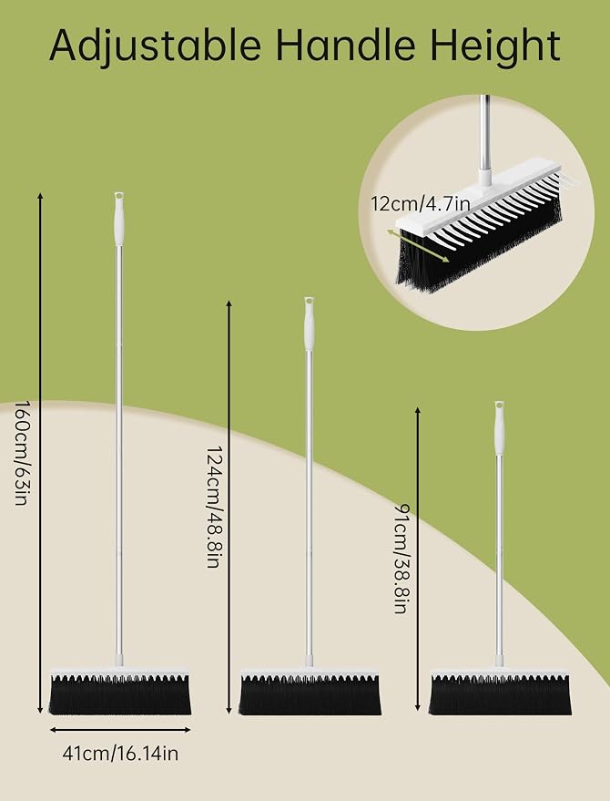 NiHome Outdoor Push Broom with Garden Rake, 2-in-1 16-Inch Dual-Sided Head - Image 3