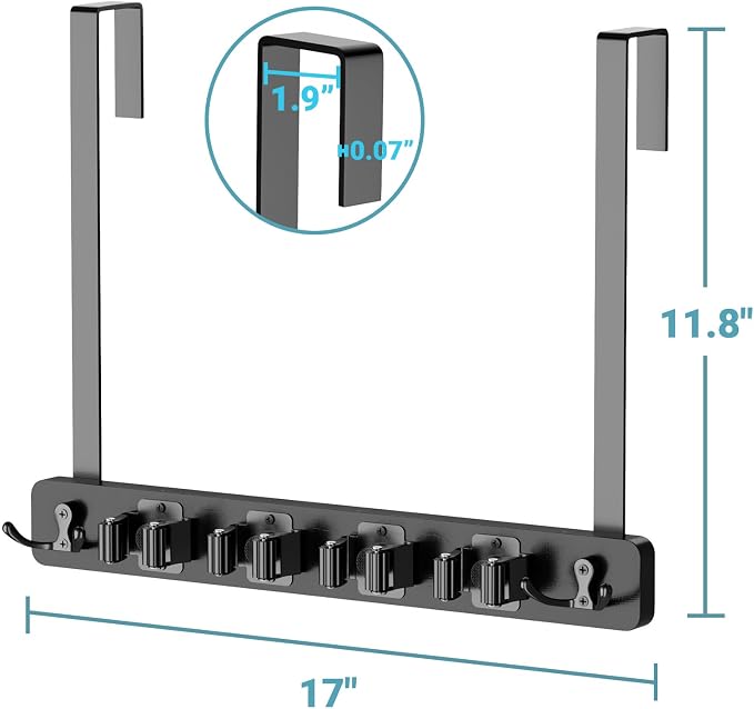HULISEN Broom Holder Door Mount, Over the Door Broom and Mop Holder - Image 6