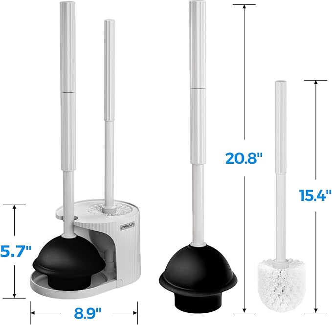 2 in 1 Toilet Plunger and Brush Set, Extended Handle Plunger, Toilet Bowl Brush - Image 6