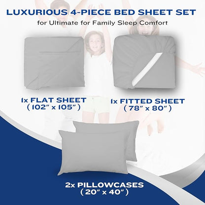 DREAMCARE Sheet Set, 4pcs Twin XL - Extra Deep, Cooling Microfiber, Luxury Hotel Bed Sheets with Side Pocket, L. Gray